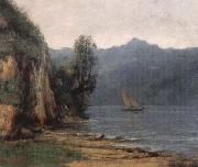 Gustave Courbet landscape with lake geneva France oil painting artist